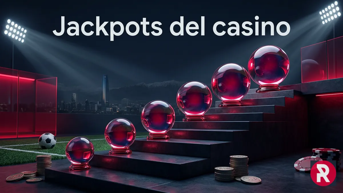 Escalera de jackpots del casino de Rabona Chile con luces de estadio